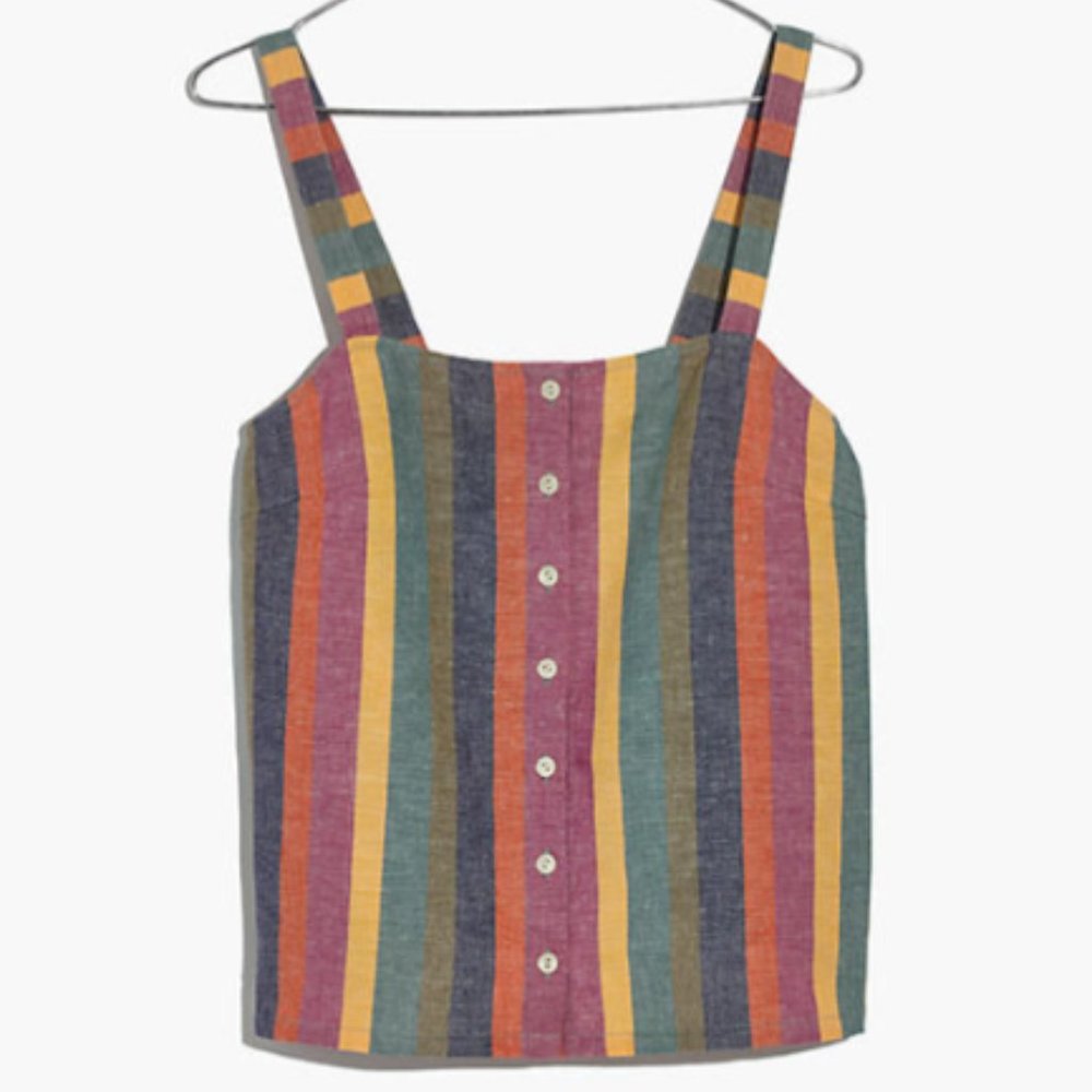 Madewell Rainbow Stripe Button-Front Tank Top
